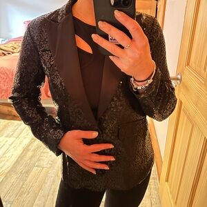 Women's Black Sequin Blazer Jacket - Evening Tuxedo Style